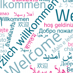 Abbildung des Wortes "Willkommen" in den 30 häufigsten Sprachen