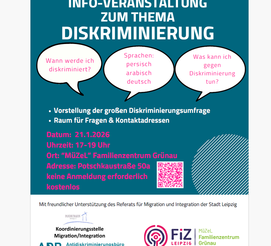 Flyer Diskriminierung 1 - FiZ Leipzig