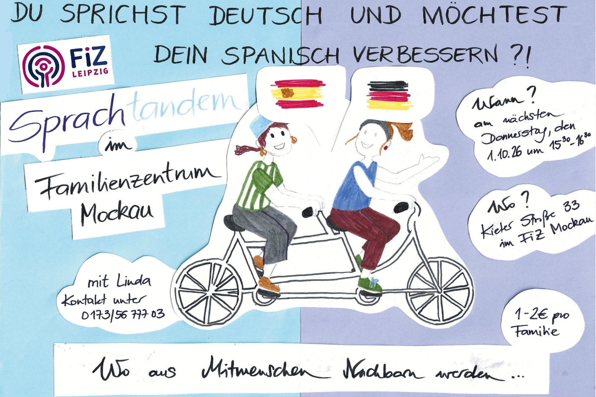 Aushang Sprachtandem Spanisch Deutsch 1 - FiZ Leipzig