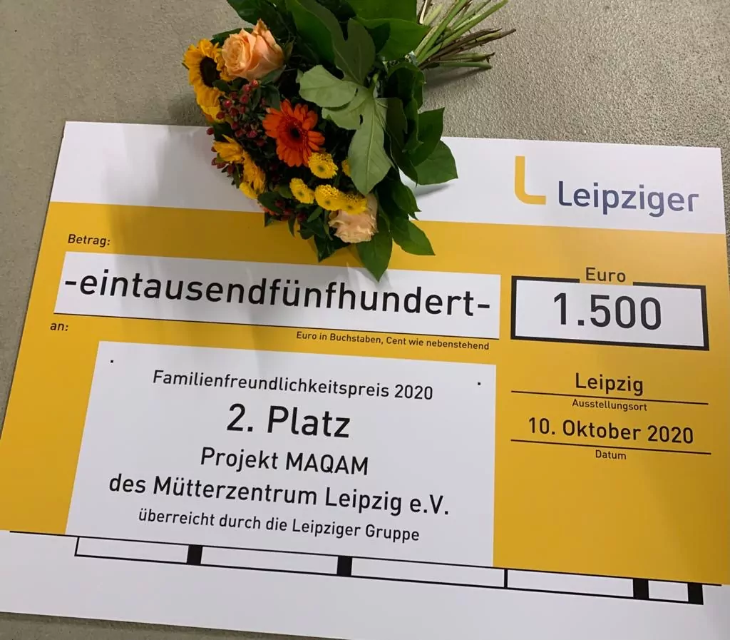Familienfreundlichkeitspreis 2020: 1.500 Euro für unser interkulturelles Projekt MAQAM - FiZ Leipzig 2020 10 10 Familienfreundlichkeitspreis MAQAM - FiZ Leipzig